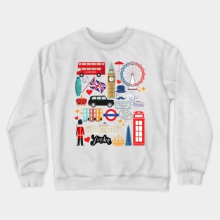 London England Collage Sightseeing Souvenir London Landmarks Crewneck Sweatshirt